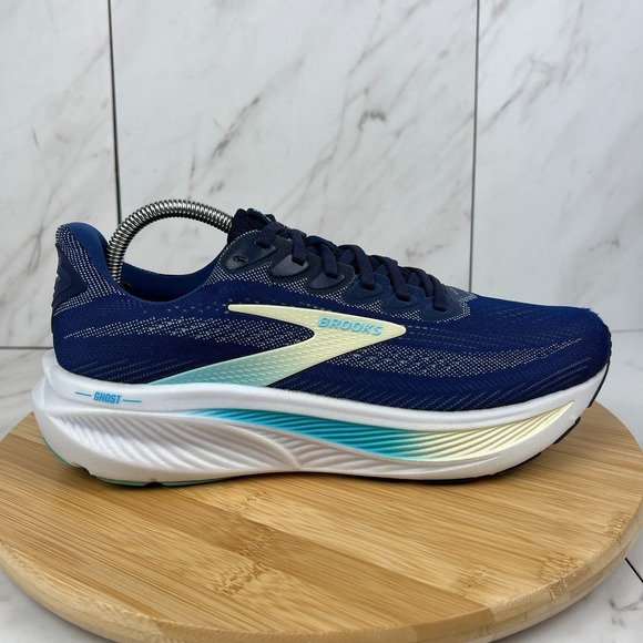 Brooks Shoes - Brooks Ghost 17 Womens Size 10.5 Navy Turquoise Running Walk Shoes 1204311B458